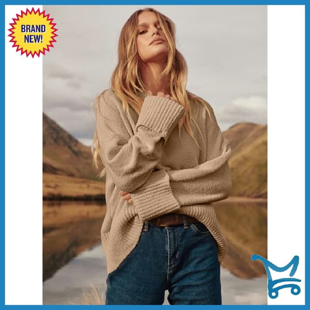 Oversized Fuzzy Knit Pullover Sweater - Chunky Long Sleeve Fall Casual - Picture 5 of 8